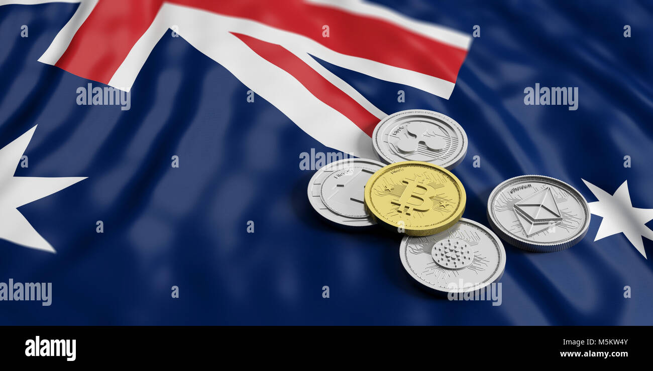 Australia flag on a bitcoin cryptocurrency coin. 3D Rendering Stock Photo -  Alamy
