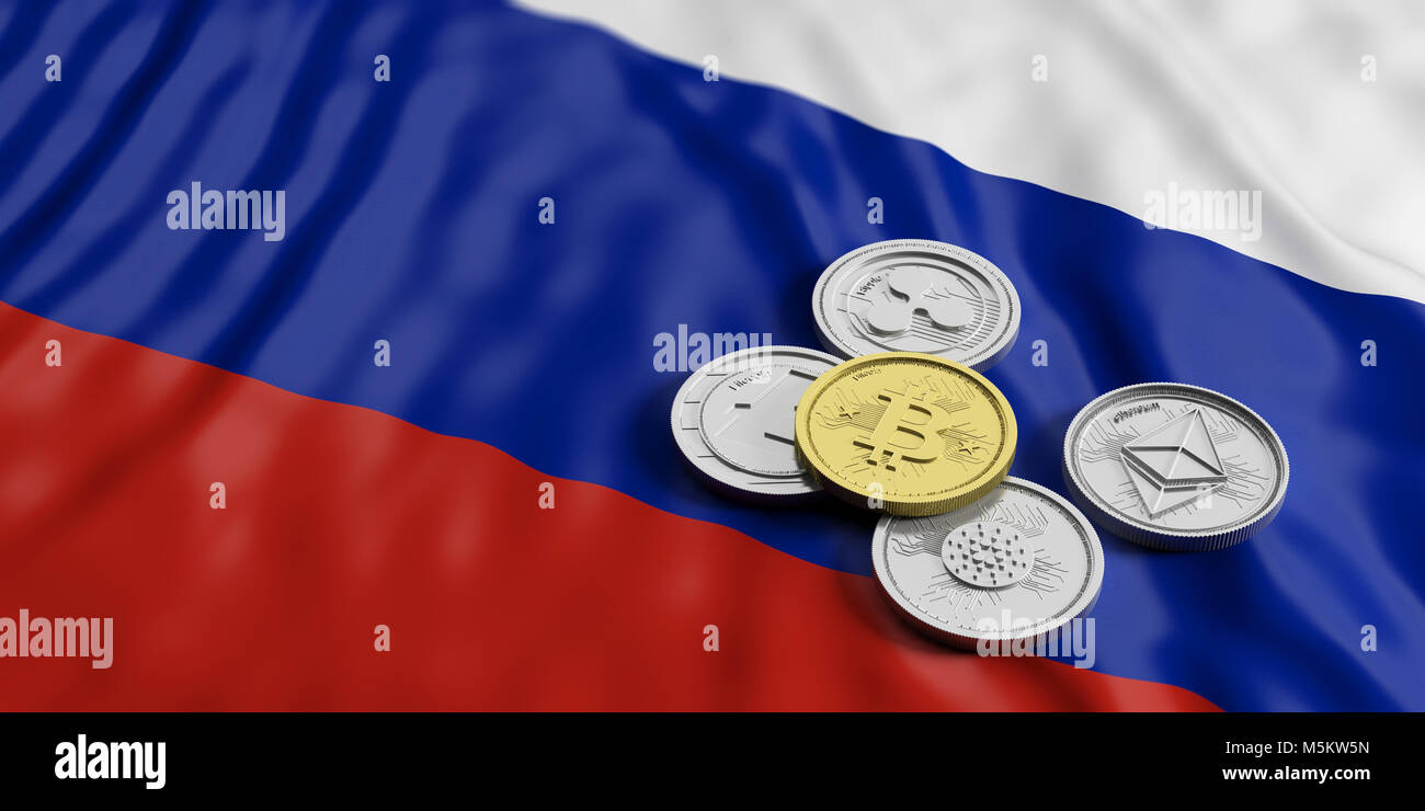 Russia flag on a bitcoin cryptocurrency coin. 3D Rendering Stock Photo -  Alamy