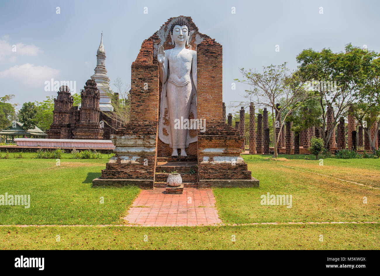 SAMUT PRAKAN, THAILAND, MARCH, 6, 2017 - Ancient Buddha Statue at Wat Mahathat of Sukhothai, Ancient City, Samut Prakan, Thailand Stock Photo