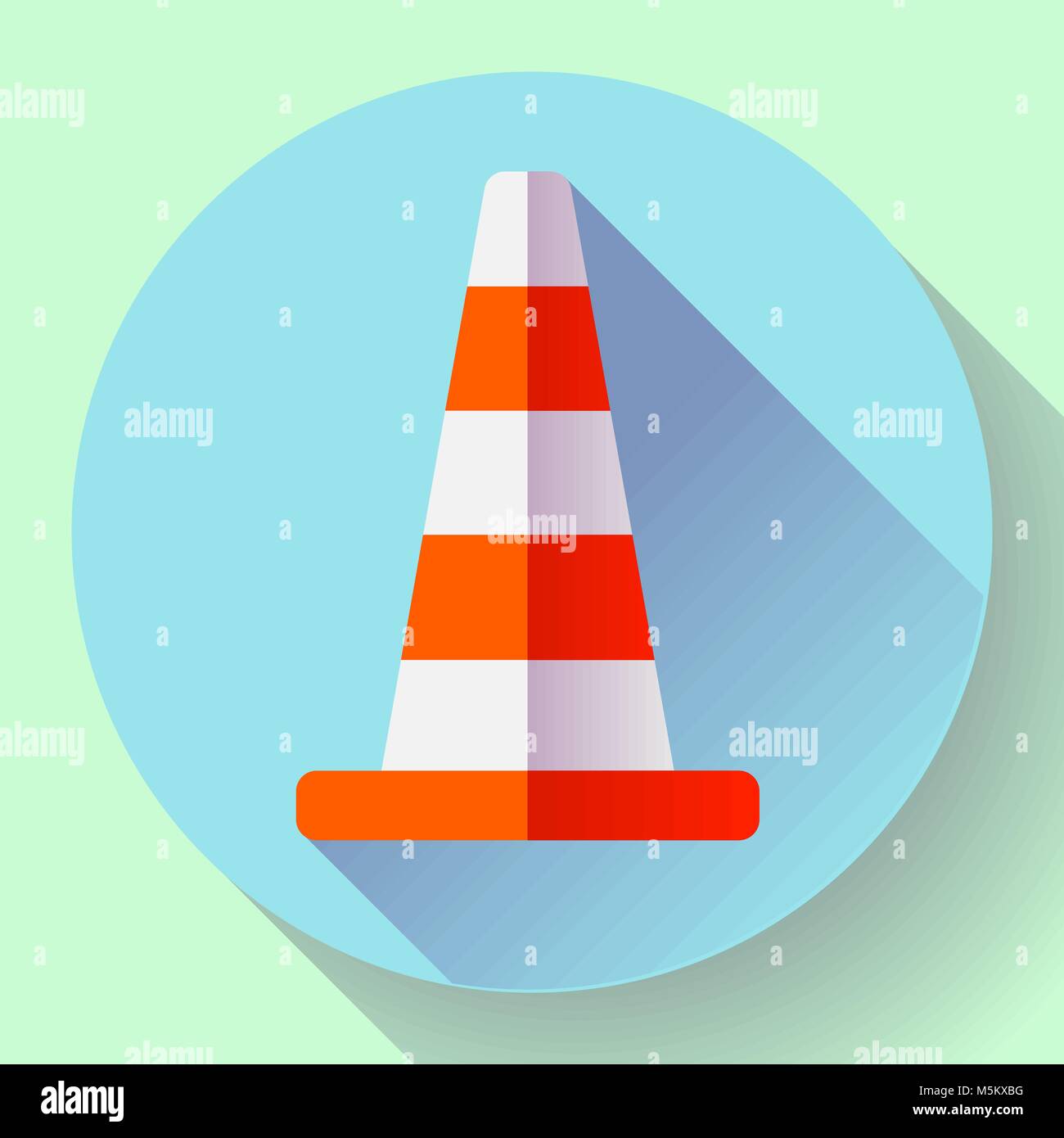 Traffic cone color icon. under construction symbol. Flat design style. Stock Vector