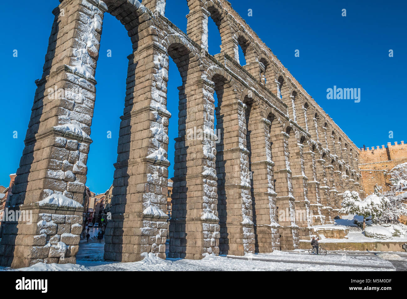 The Aqueduct of Segovia Spain view Stock Photo