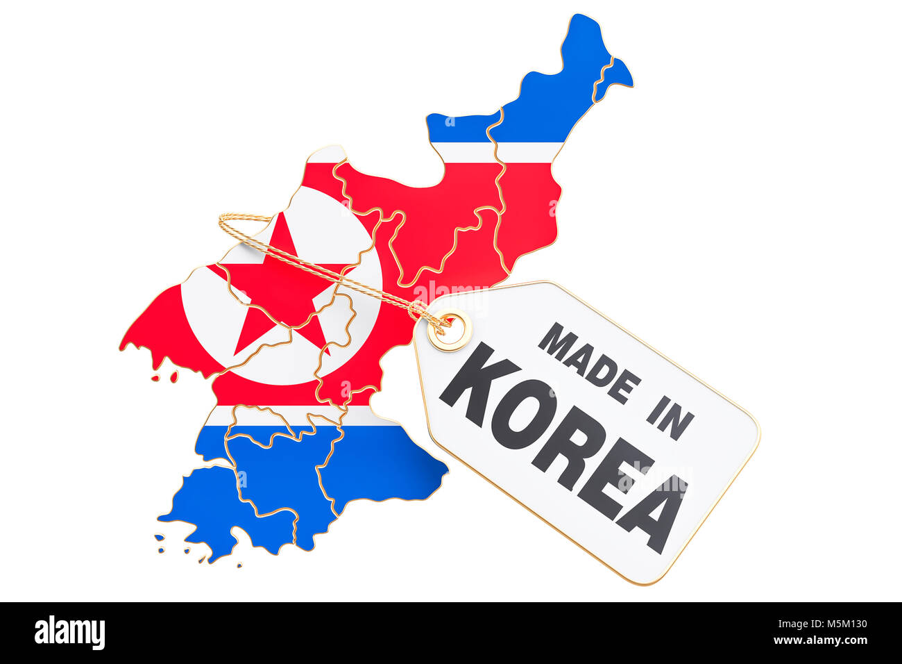 Made in North Korea concept, 3D rendering isolated on white background Stock Photo