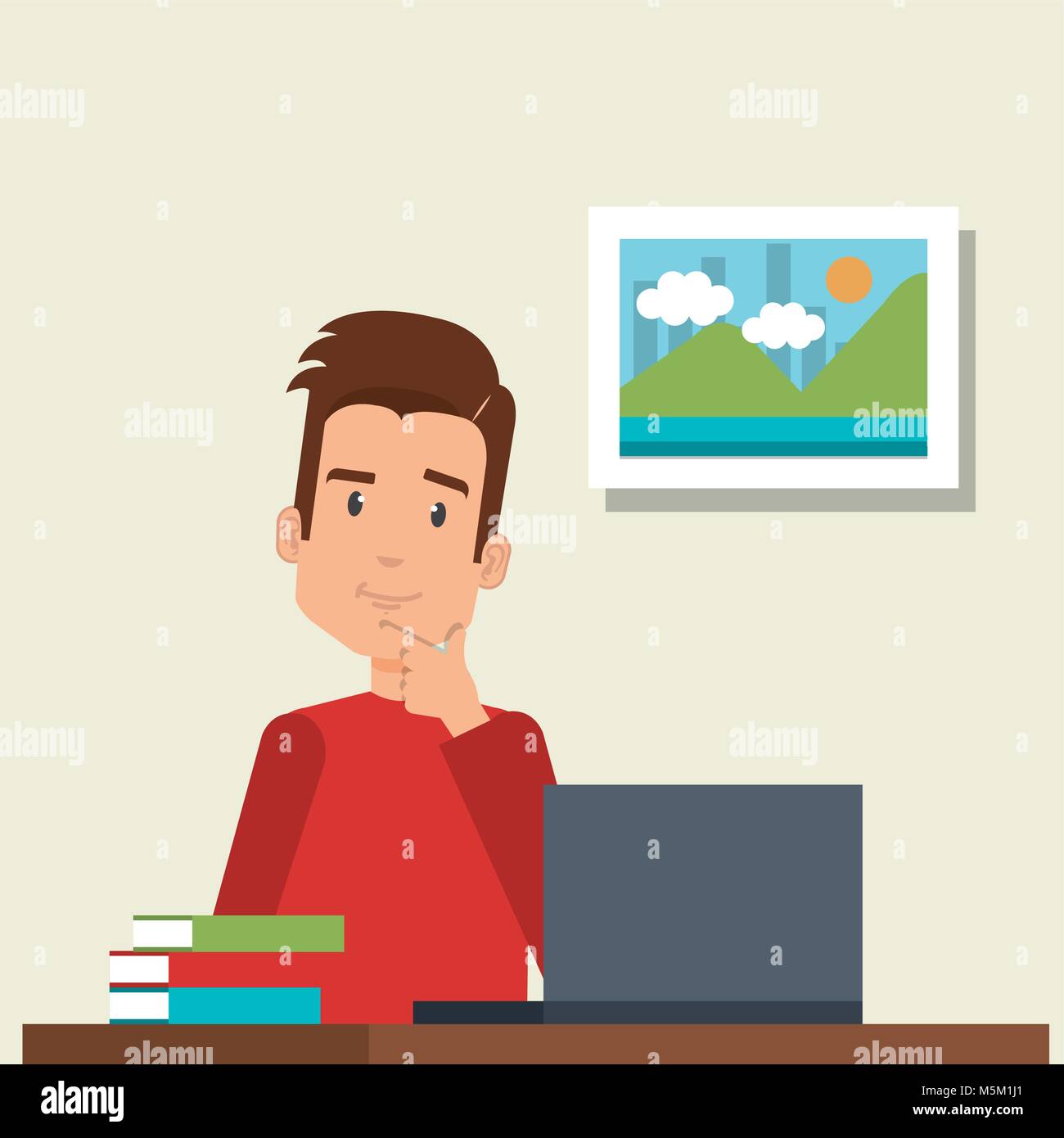 young man in workplace Stock Vector Image & Art - Alamy
