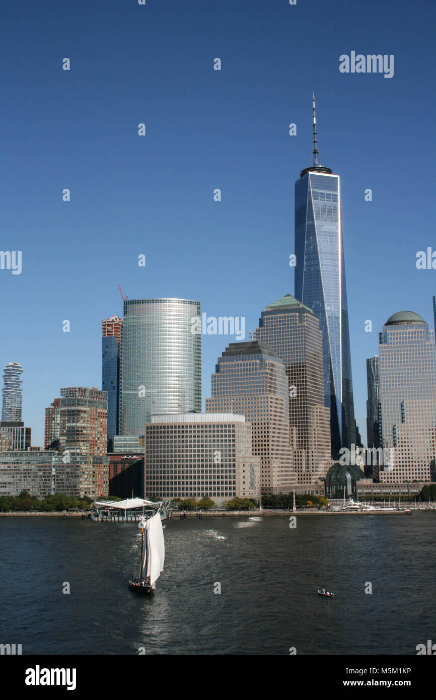 New York skyline with World Trade Center Stock Photo
