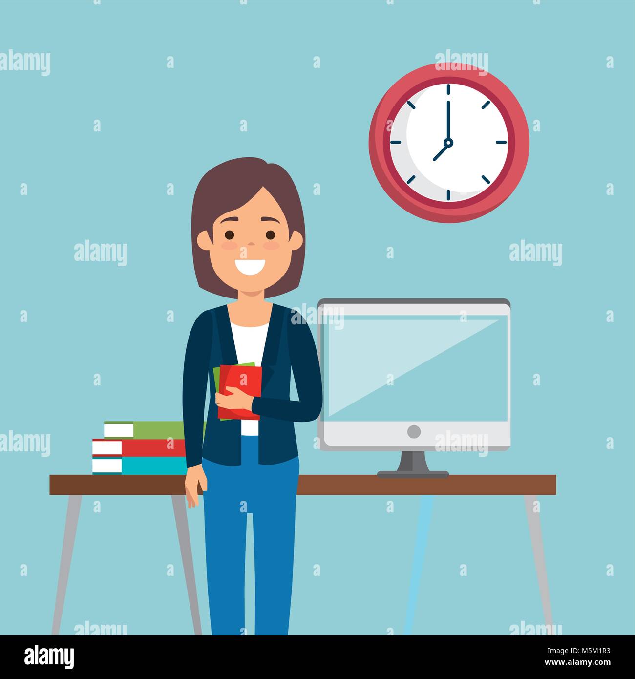young woman in workplace character Stock Vector Image & Art - Alamy