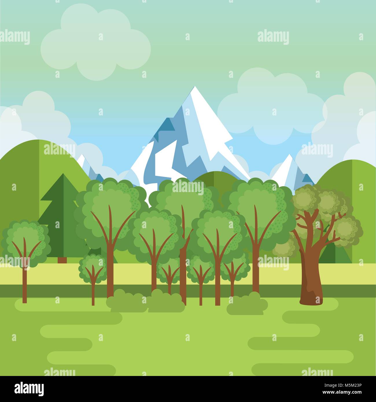 landscape with mountains scene Stock Vector Image & Art - Alamy