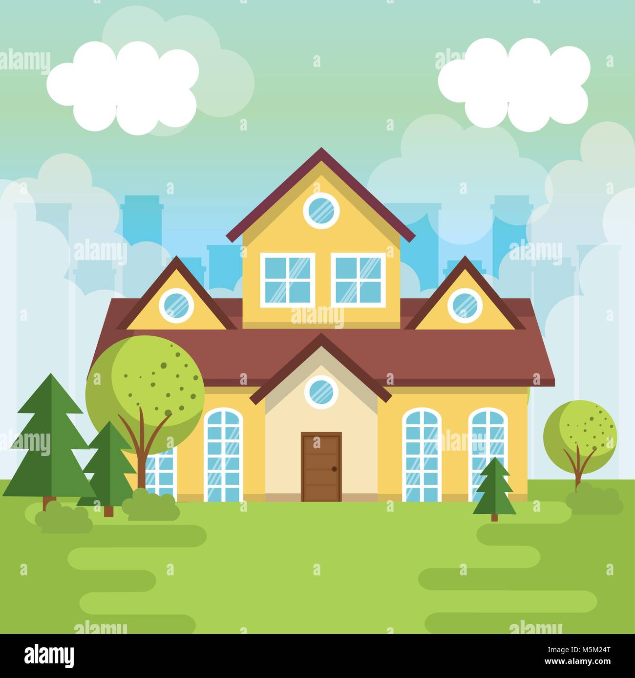 landscape with house scene Stock Vector Image & Art - Alamy