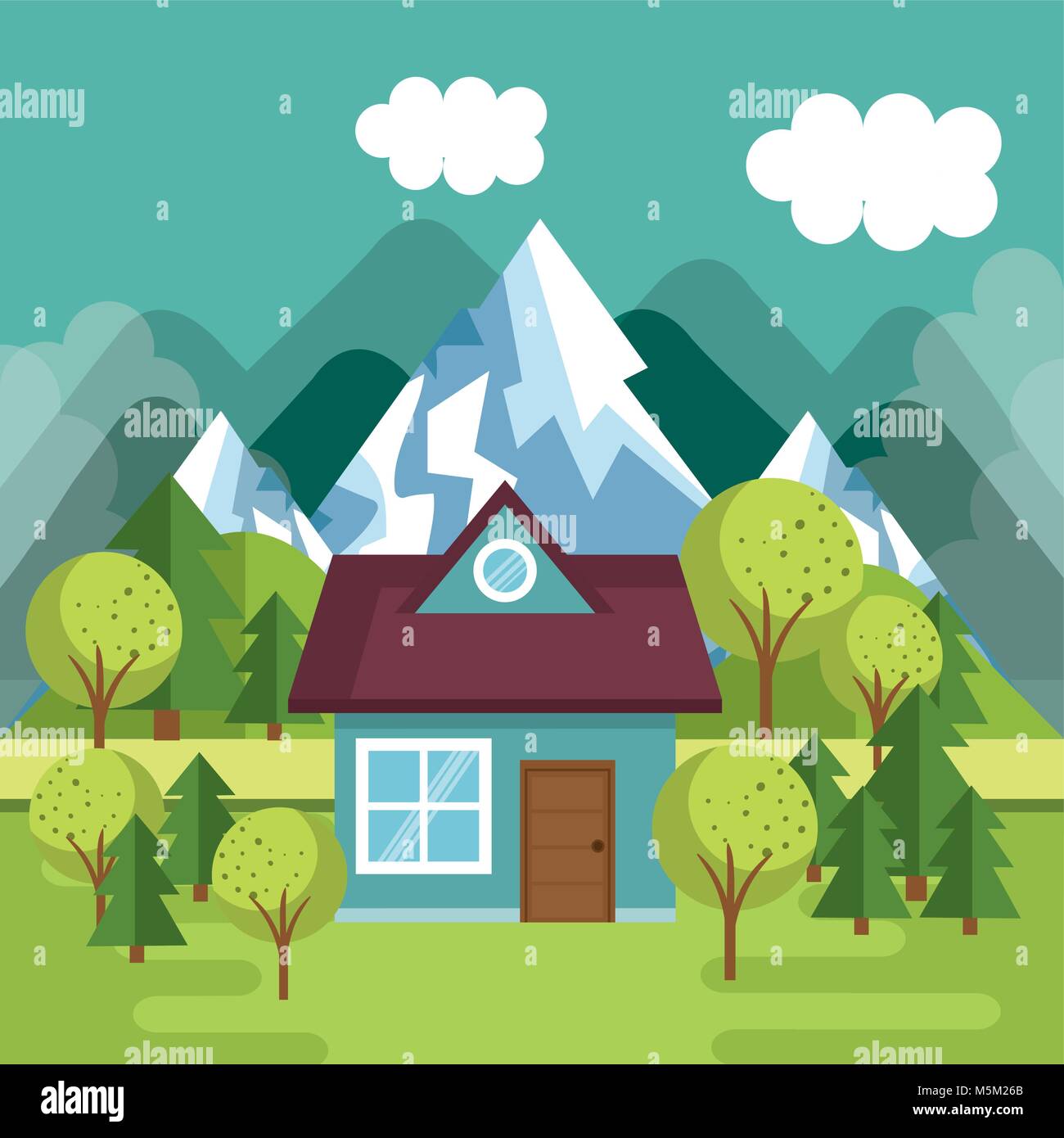 landscape with house scene Stock Vector Image & Art Alamy