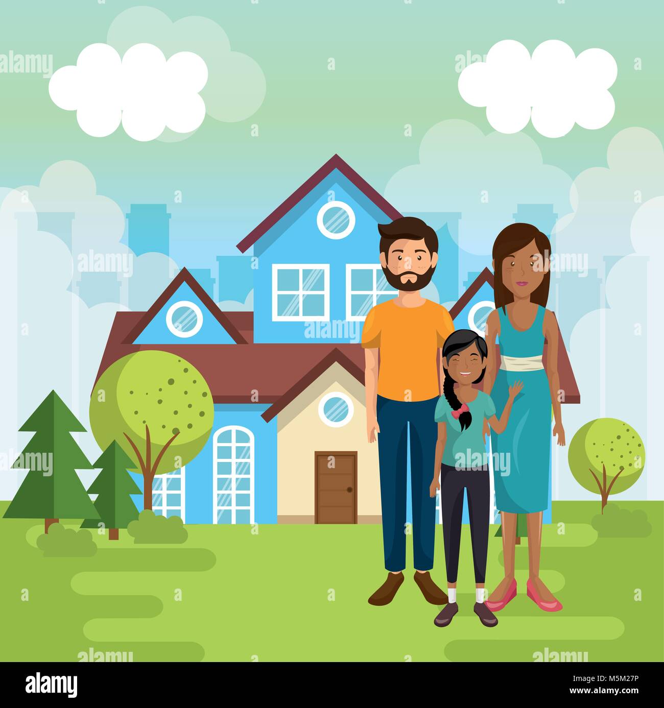 family members outside of the house Stock Vector Image \u0026 Art - Alamy, image size:1300x1387