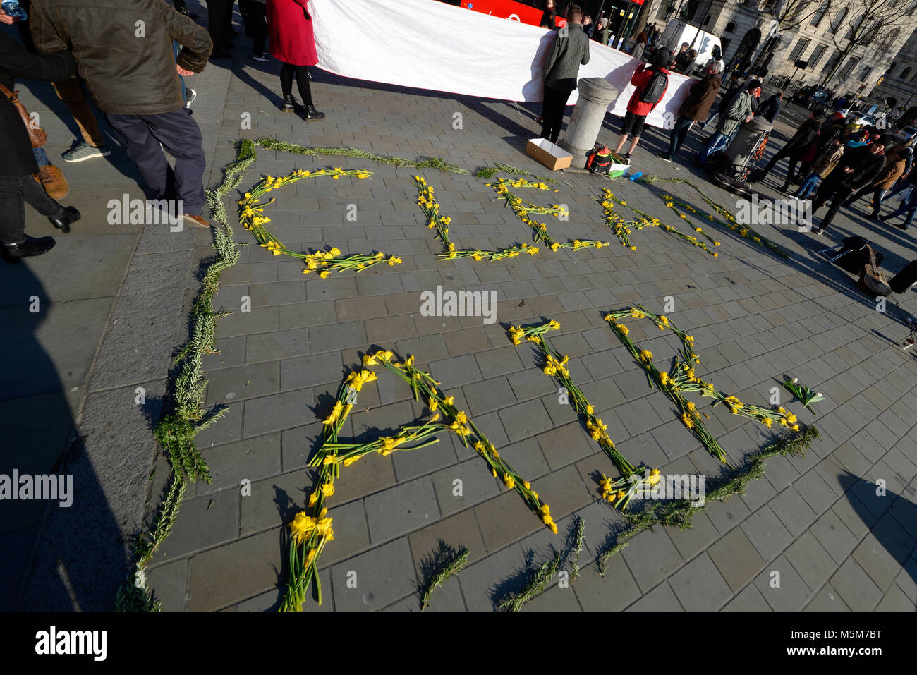 A demonstration in Trafalgar Square to promote clean air and protest against pollution, organised in part by ‘London Clean Air Coalition” Stock Photo