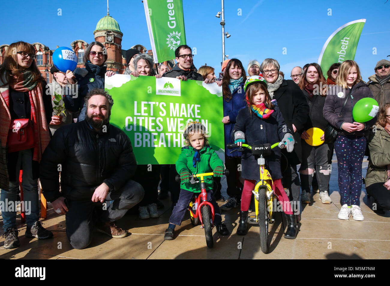 London, UK. 24th February, 2018. The Green Party launches its Breathing Cities campaign in