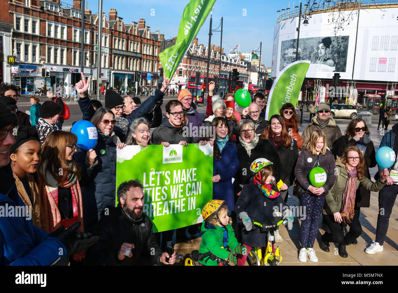 London, UK. 24th February, 2018. The Green Party launches its Breathing Cities campaign in