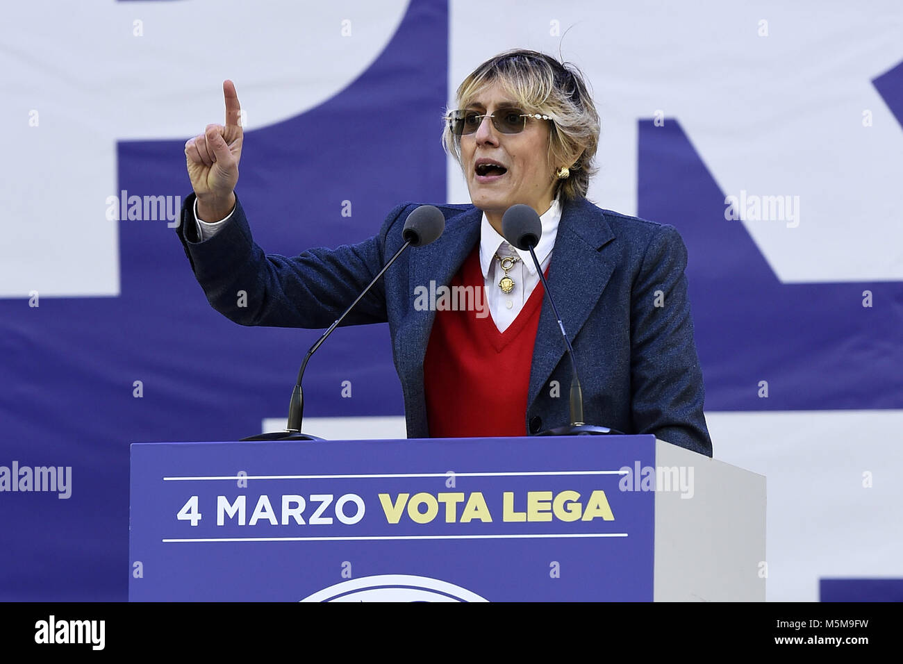 Milan, Italy, 24 Feb 2018. Giulia Bongiorno   Lega Nord party rally during the italian election campaign . Manifestazione Lega nord  Foto Daniele Buffa  Image / Insidefoto Credit: insidefoto srl/Alamy Live News Stock Photo