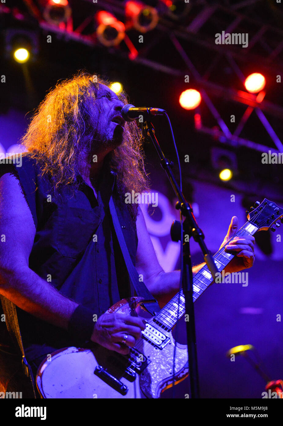 Las Vegas, Nevada, February 23, 2018 - Woodroe 'Woody' Weatherman the lead guitarist for the heavy metal band Corrosion of Conformity House of Blues in Las Vegas, NV - Photo Credit: Ken Howard Images Credit: Ken Howard/Alamy Live News Stock Photo