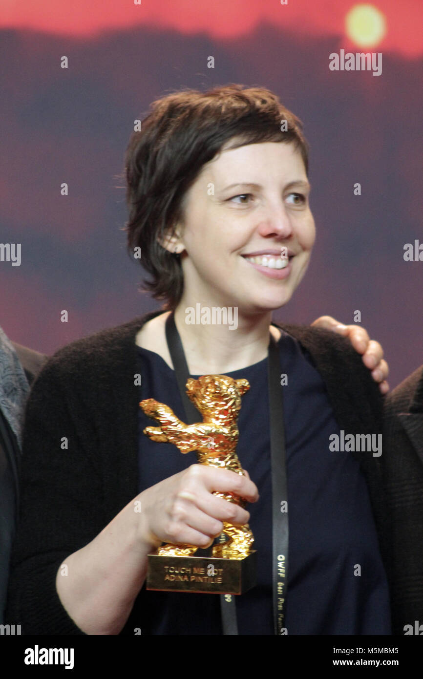Berlin, Germany. 24th February, 2018. Winner 68th Berlinale,  golden bear, Goldener Bär Best Film: 'Touch Me Not' by Adina Pintilie , Berlin, Germany. 24th February, 2018. Press conference at the Grand Hyatt Hotel in Berlin/Germany for “by 68th Berlinale, Featuring:  Adina Pintilie, “Credits: T.O.Pictures / Alamy Live News“ Stock Photo