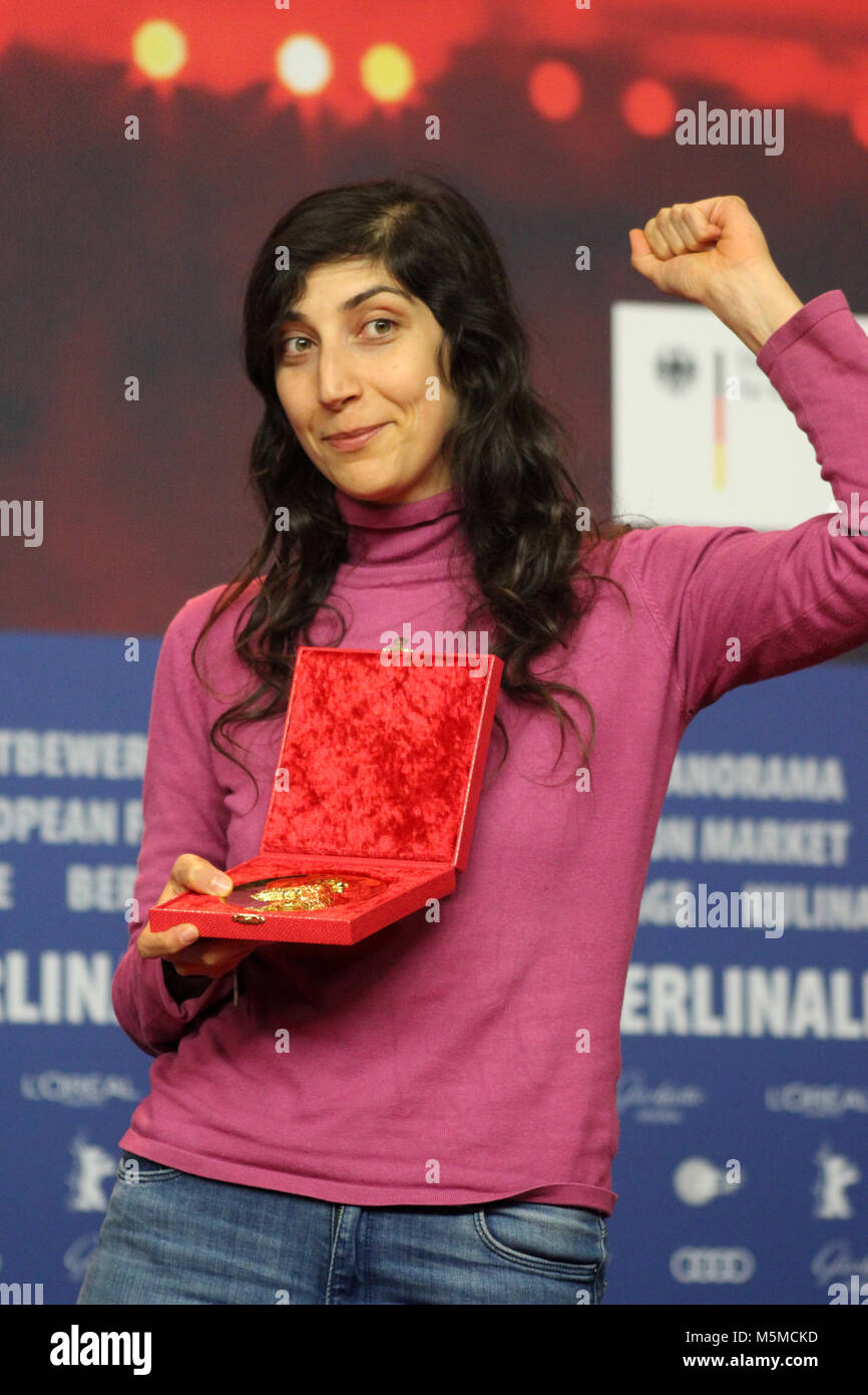 Berlin, Germany. 24th February, 2018. Winner of Goldener Bär for best shortfilm,  “The Men Behind the Wall“ by  Ines Moldavsky, oft the 68th Berlinale, Berlin, Germany. 24th February, 2018. Featuring: Ines Moldavsky,  Press conference at the Grand Hyatt Hotel in Berlin/Germany,  68th Berlinale, “Credits: T.O.Pictures / Alamy Live News“ Stock Photo