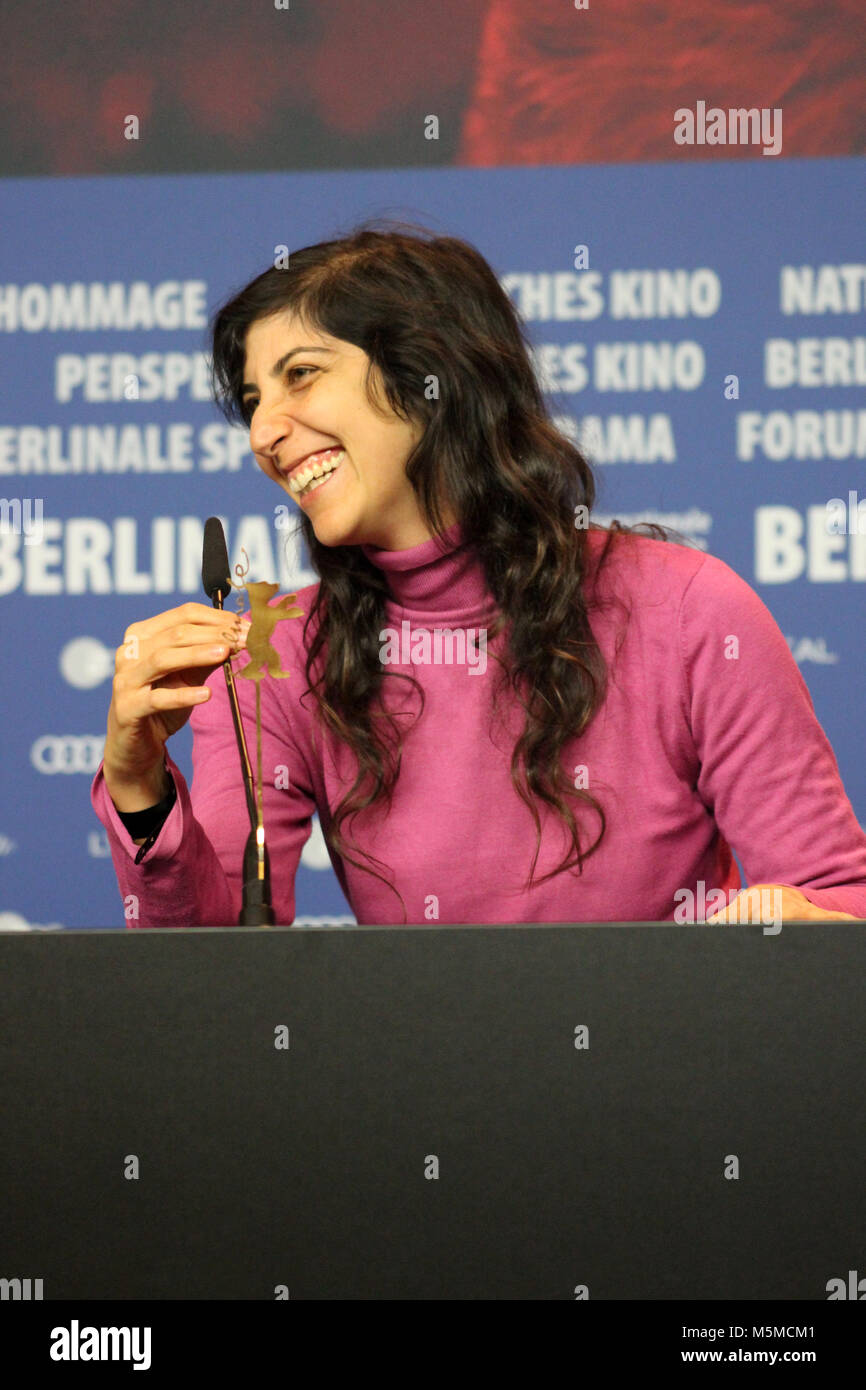 Berlin, Germany. 24th February, 2018. Winner of Goldener Bär for best shortfilm,  “The Men Behind the Wall“ by  Ines Moldavsky, oft the 68th Berlinale, Berlin, Germany. 24th February, 2018. Featuring: Ines Moldavsky,  Press conference at the Grand Hyatt Hotel in Berlin/Germany,  68th Berlinale, “Credits: T.O.Pictures / Alamy Live News“ Stock Photo