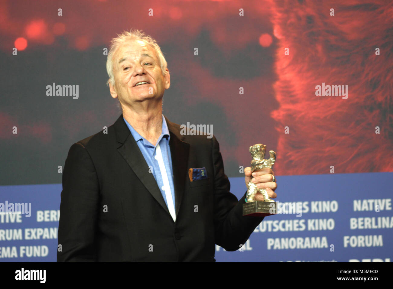 Berlin, Germany. 24th February, 2018. Wes Anderson, Winner of the “Silver Bear for Best Director” 68th Berlinale,Film;  Berlin, Germany. 24th February, 2018. Featuring:,  Bil  Murray, Press conference at the Grand Hyatt Hotel in Berlin/Germany, 68th Berlinale, “Credits: T.O.Pictures / Alamy Live News“ Stock Photo