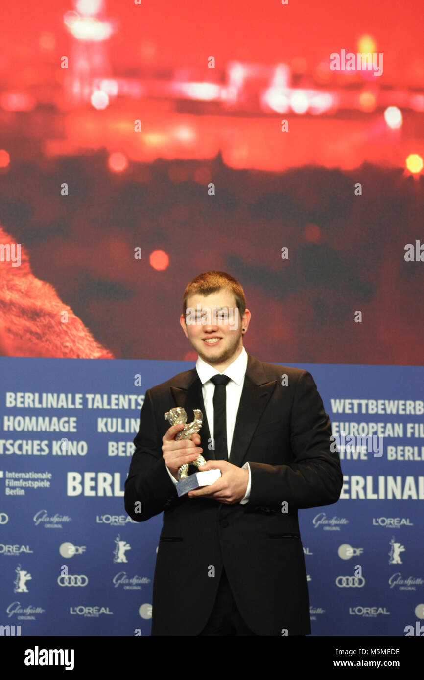 Berlin, Germany. 24th February, 2018. Anthony Bajon, Winnder of “Silver Bear for the Best Actor” Anthony Bajon in  “La prière” (The Prayer), 68th Berlinale,Film; Berlin, Germany. 24th February, 2018. Featuring:, Anthony Bajon, Press conference at the Grand Hyatt Hotel in Berlin/Germany, 68th Berlinale, “Credits: T.O.Pictures / Alamy Live News“ Stock Photo