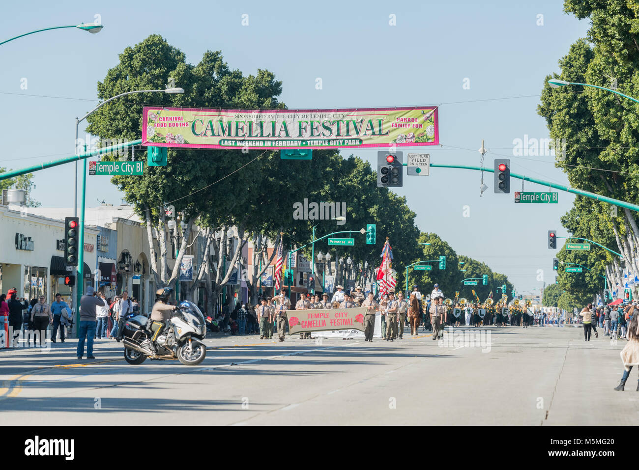 Temple City, Los Angeles, USA. 24th February, 2018. Scouts of the famous 74th Camellia Festival Parade on FEB 24, 2018 at Temple City, Los Angeles County, California Credit: Chon Kit Leong/Alamy Live News Stock Photo