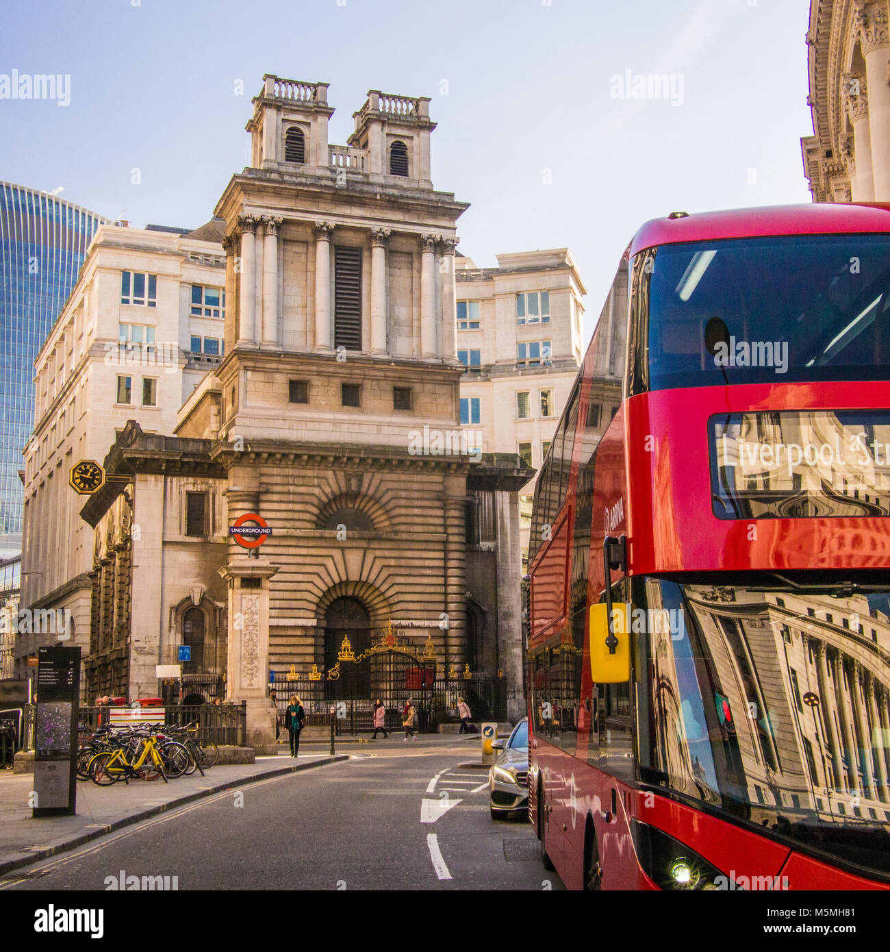 London Street Scene near the Royal Exchange Stock Photo