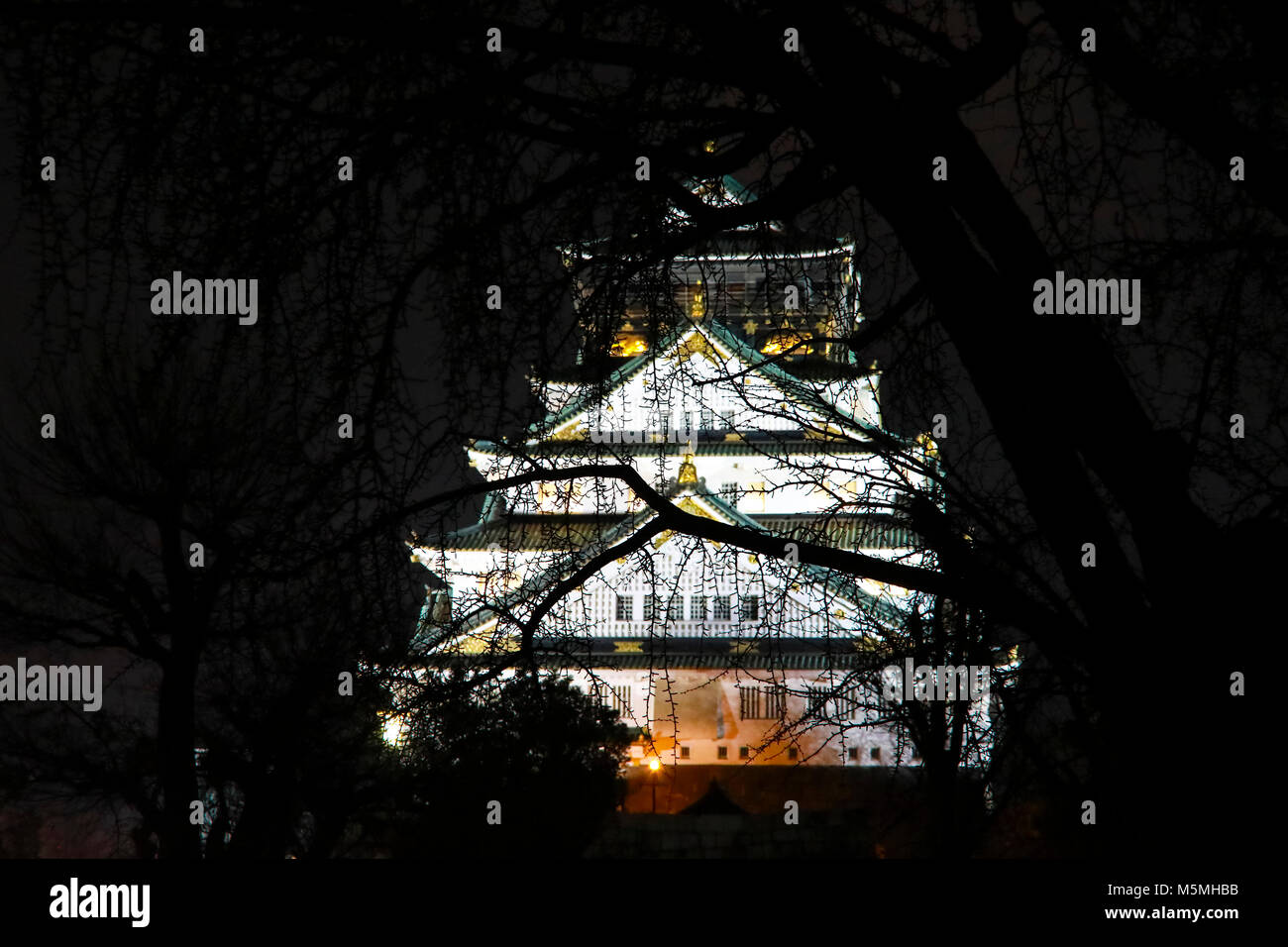 osaka Castle : Osaka Castle is a Japanese castle in Chūō-ku, Osaka, Japan. The castle is one of Japan's most famous landmarks and it played a major ro Stock Photo