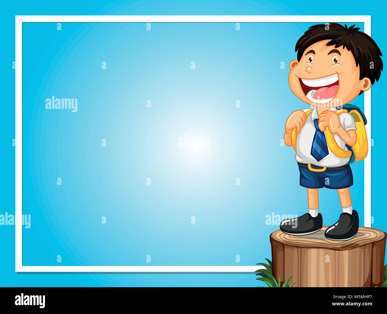 Frame template with happy boy on log illustration Stock Vector Image ...