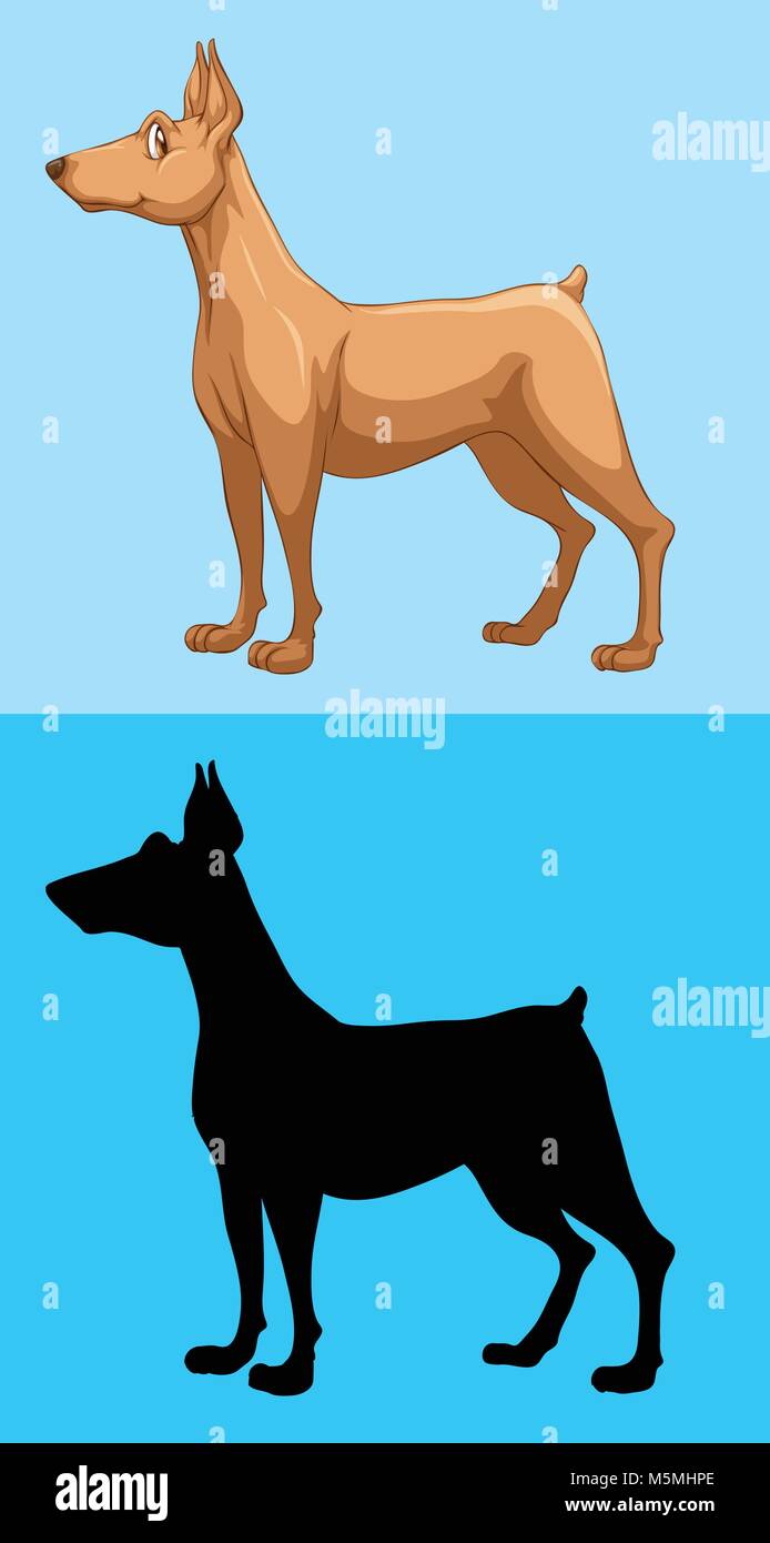 Brown dog on blue background illustration Stock Vector Image & Art - Alamy