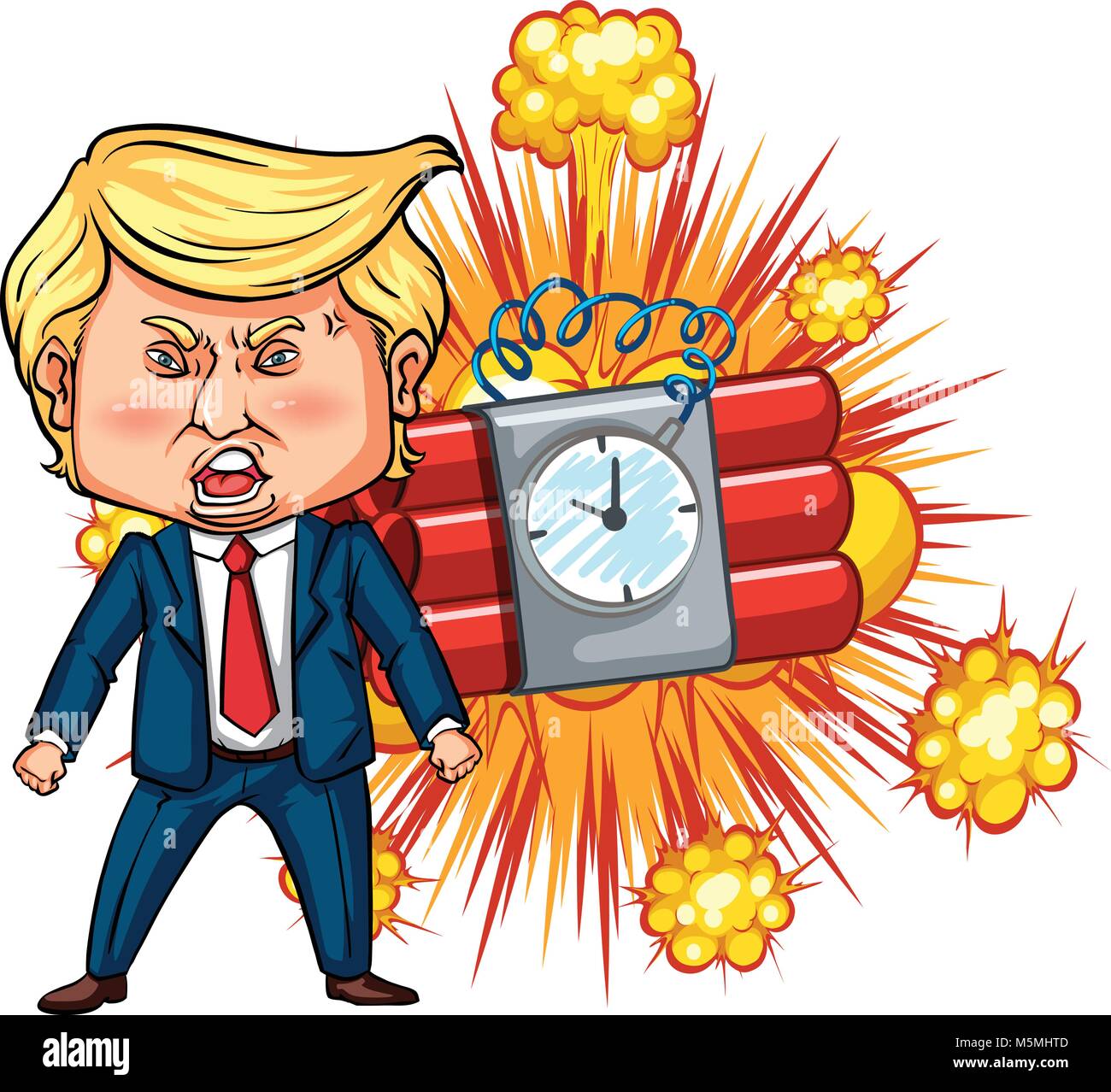 President Trump and time bomb illustration Stock Vector