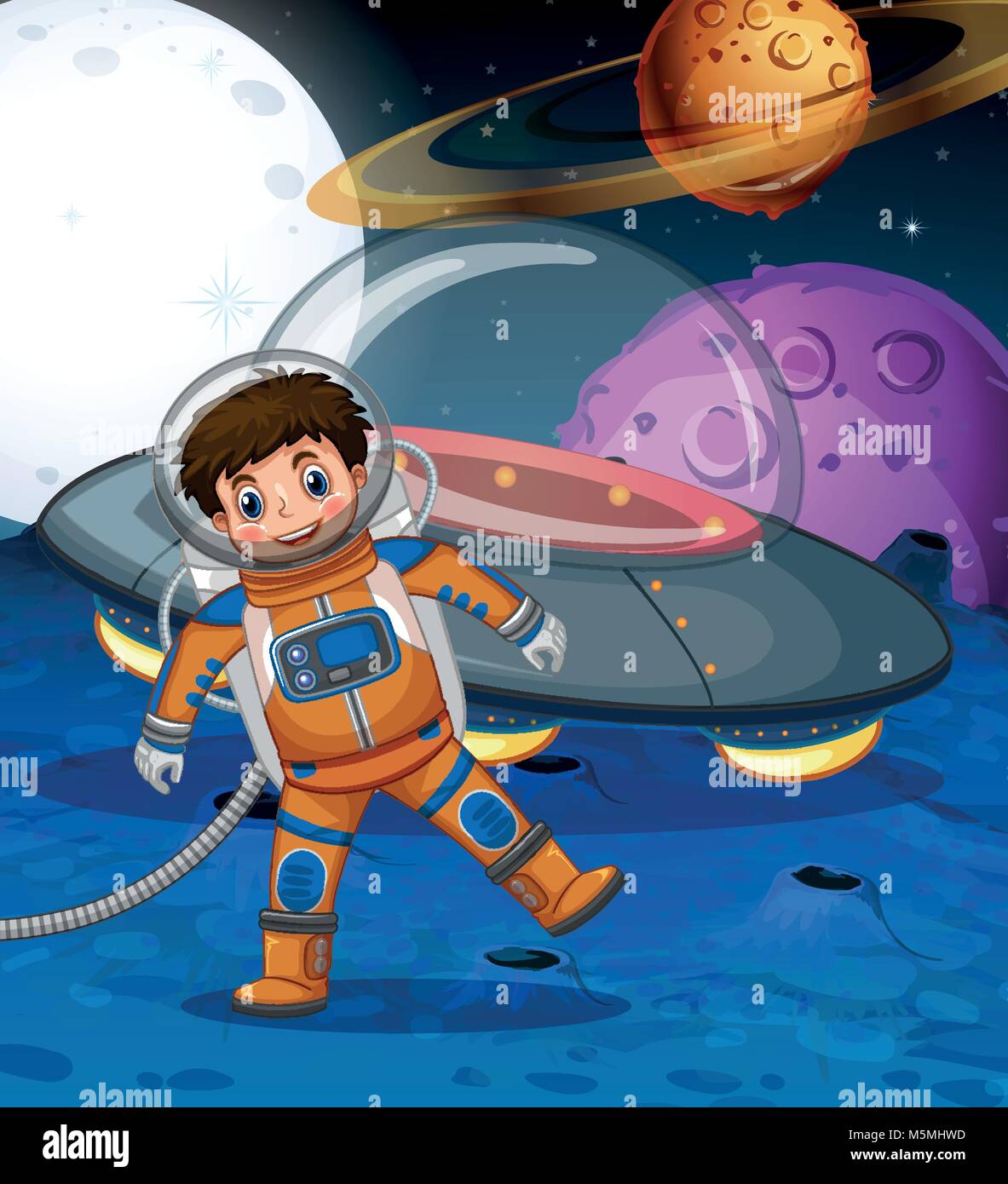 Astronaut walking on the moon illustration Stock Vector Image & Art - Alamy