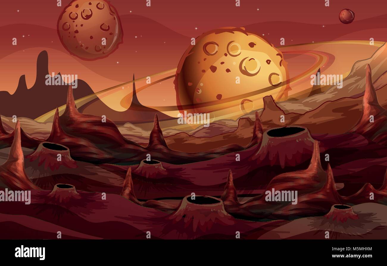 Background scene with red planet illustration Stock Vector Image & Art ...