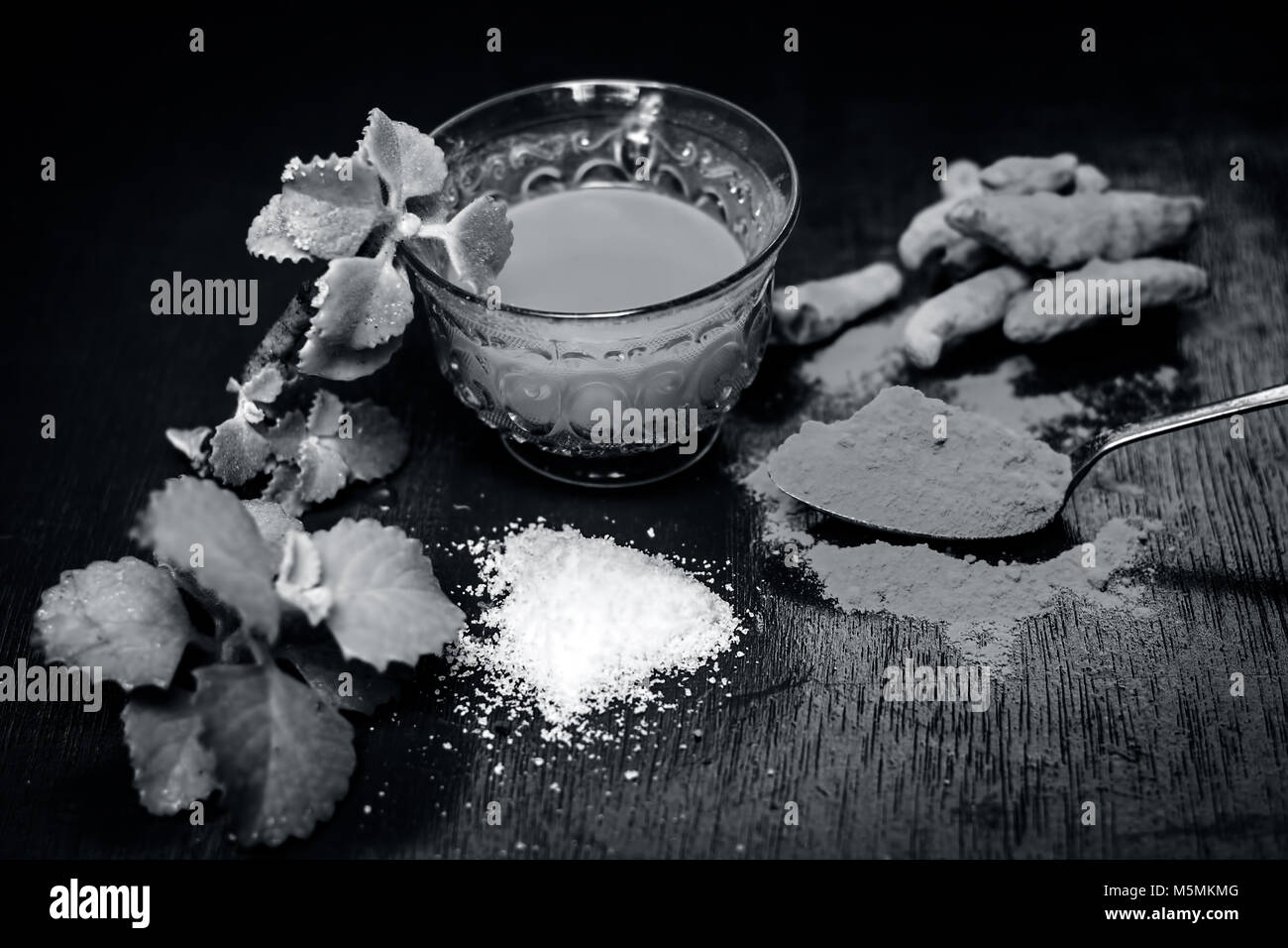 Tea of turmeric,Curcuma longa,Haldi, Ajwain,Trachyspermum ammi and salt