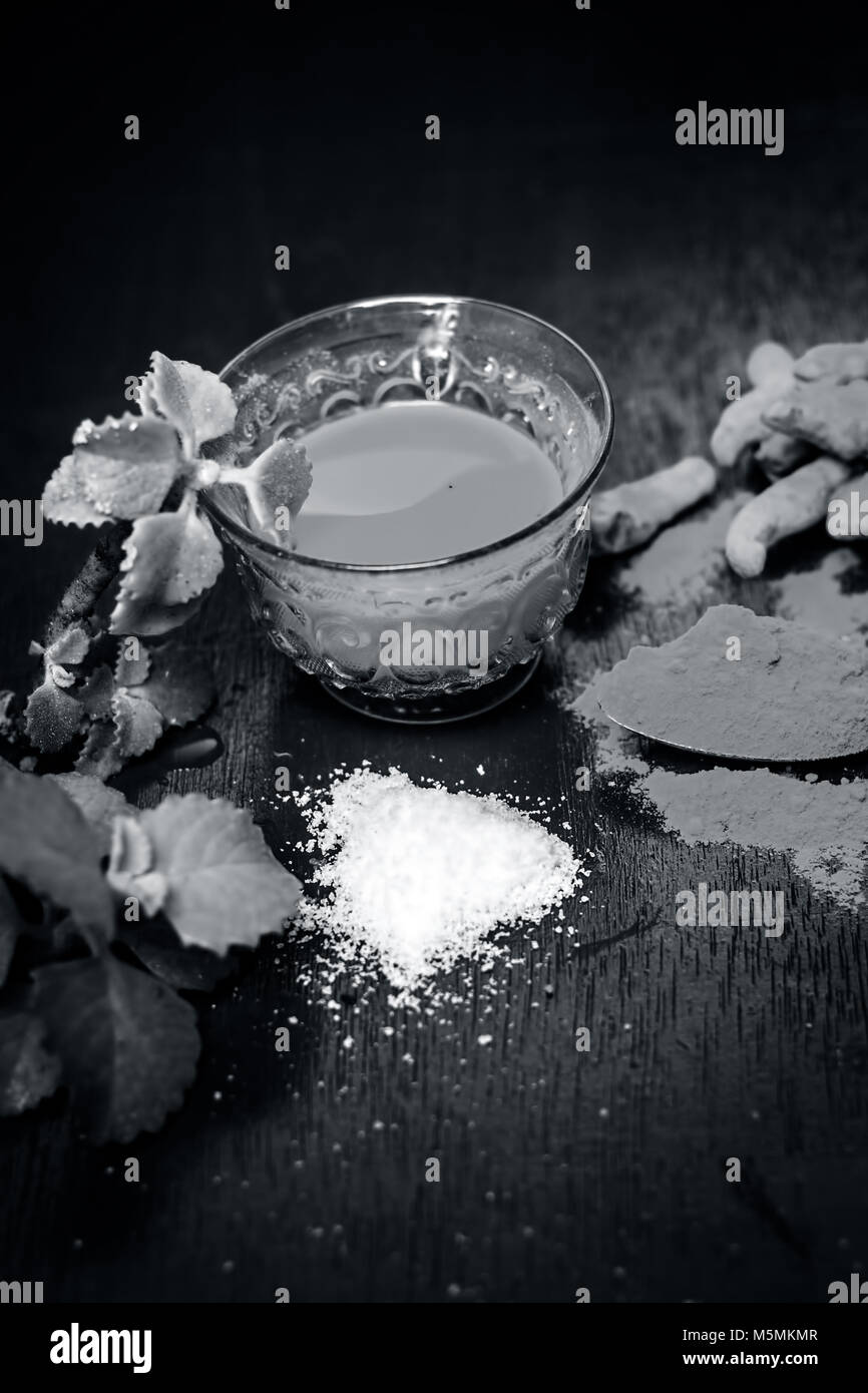 Tea of turmeric,Curcuma longa,Haldi, Ajwain,Trachyspermum ammi and salt