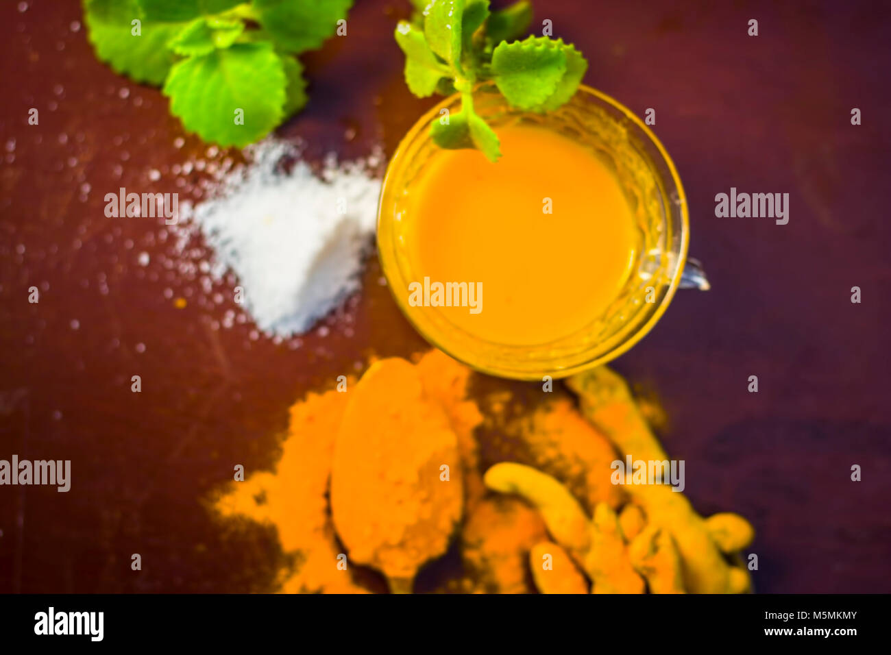 Tea of turmeric,Curcuma longa,Haldi, Ajwain,Trachyspermum ammi and salt