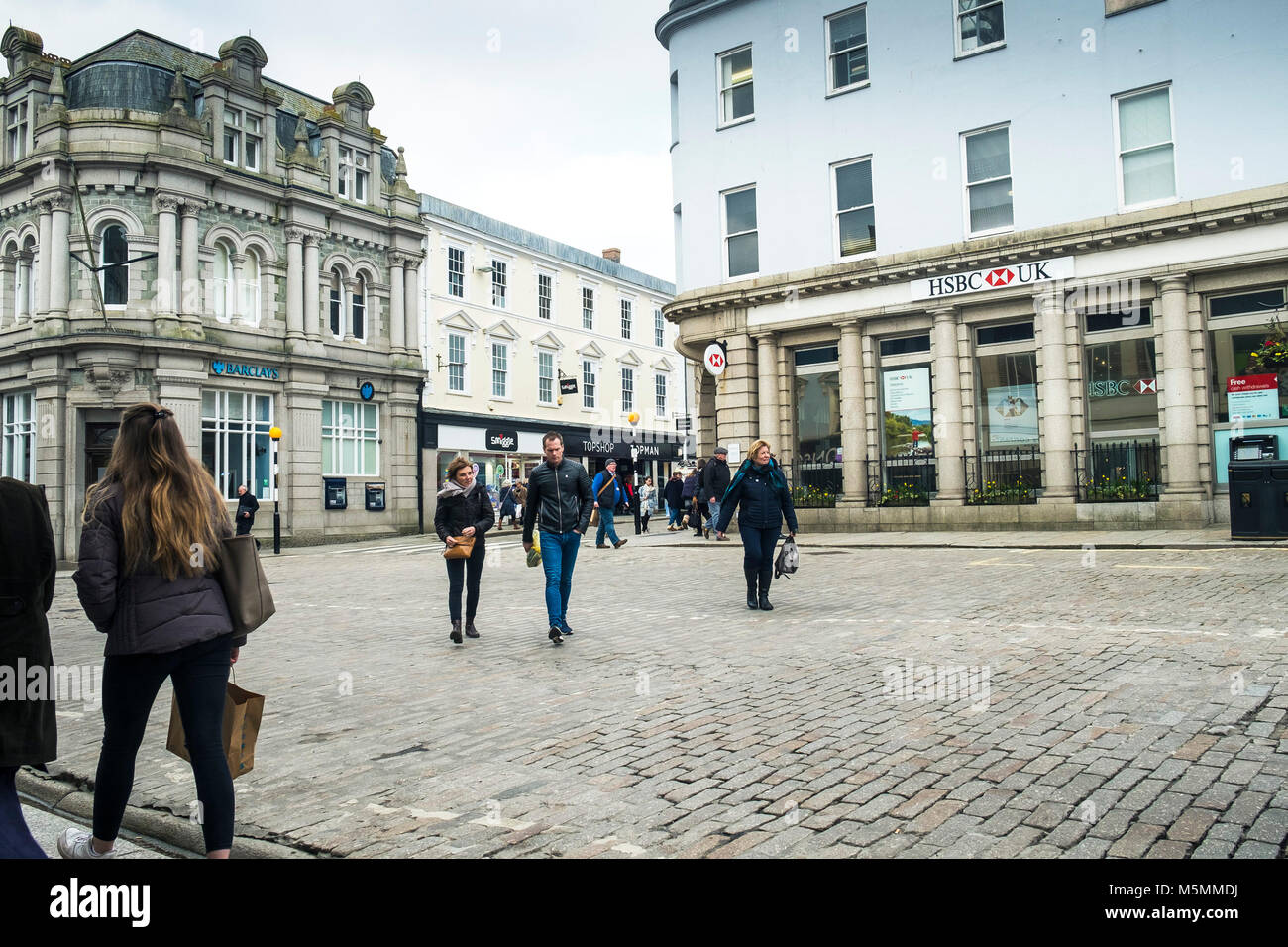 A street scene in Truro City centre. Stock Photo