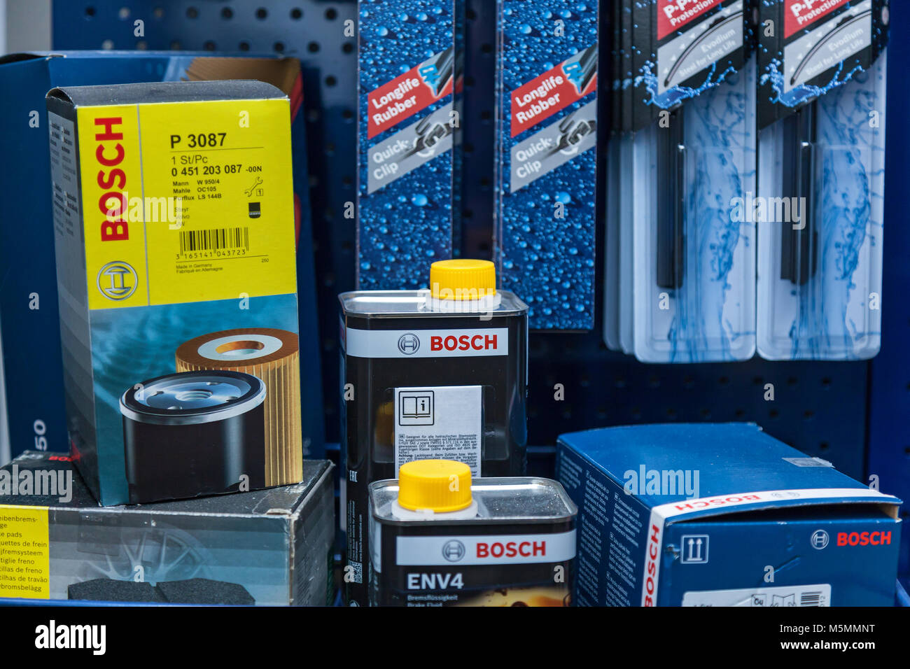 Ukraine Lviv December 10, 2017: Car accessories and spare parts from Bosch  Stock Photo - Alamy