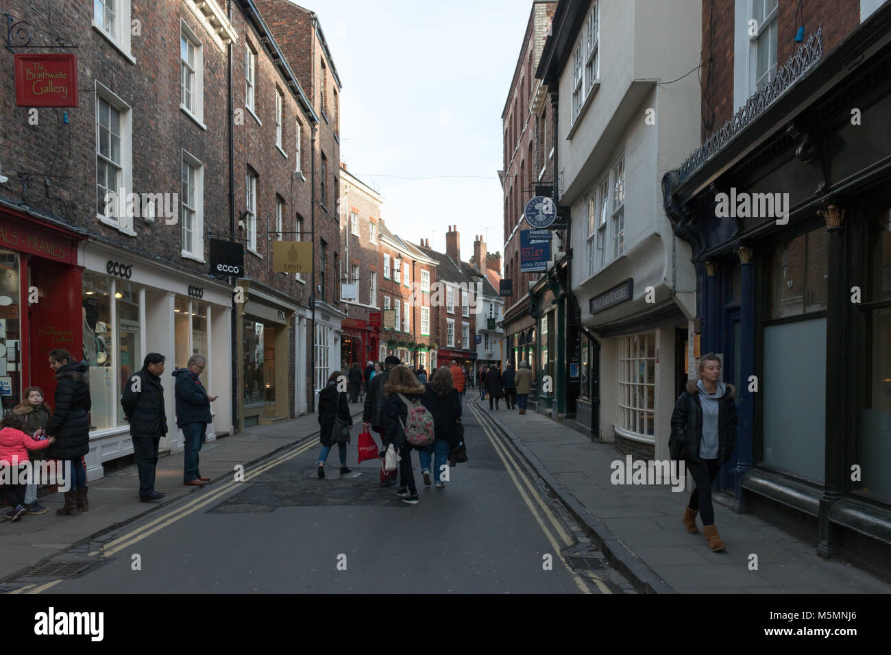 Buildings and streets in York, famous walled town in North Yorkshire