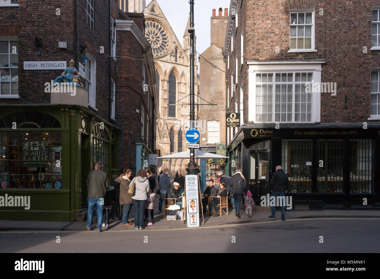 Buildings and streets in York, famous walled town in North Yorkshire