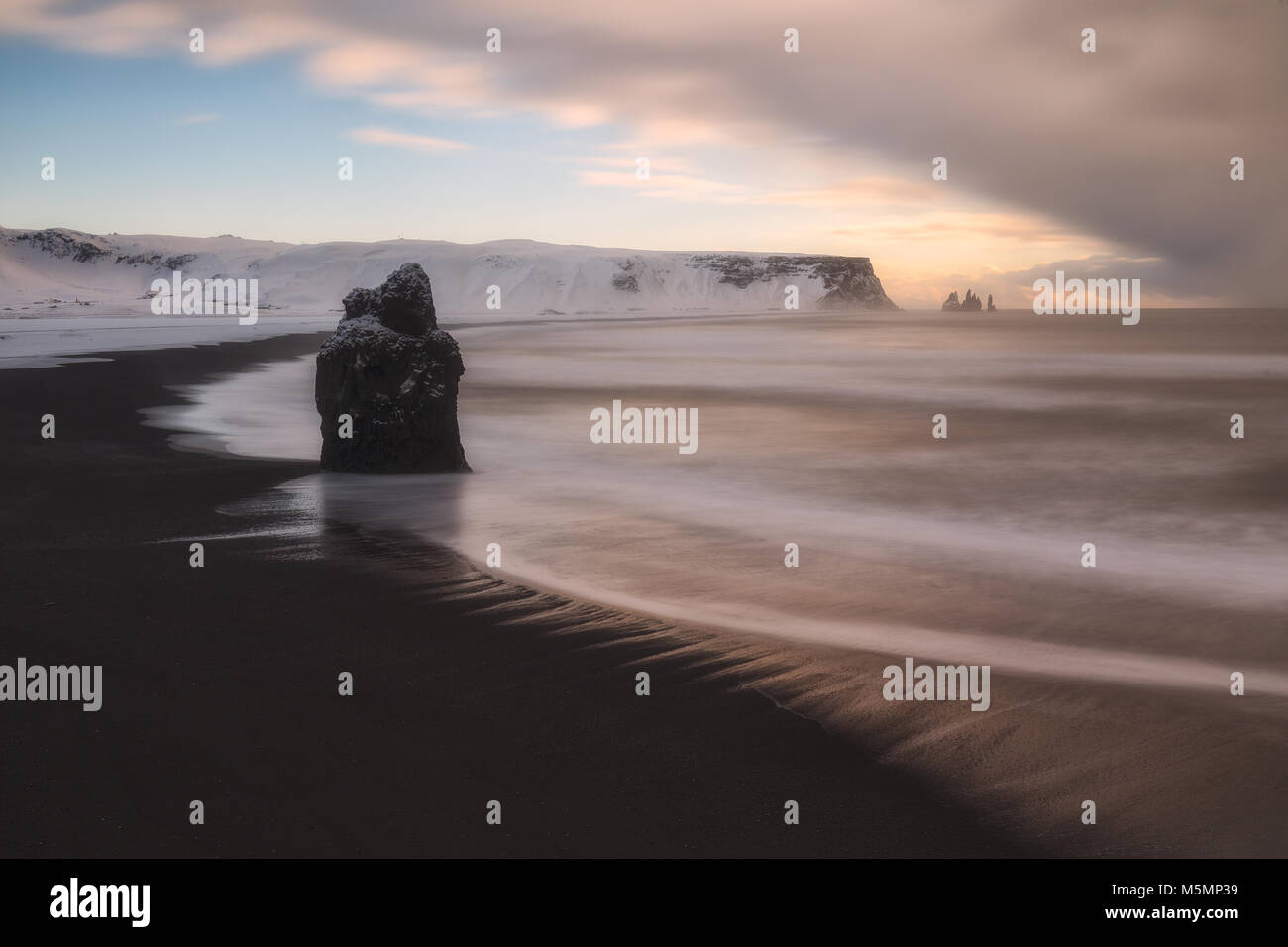Reynisfjara snowed beach in winter, in Iceland Stock Photo Alamy