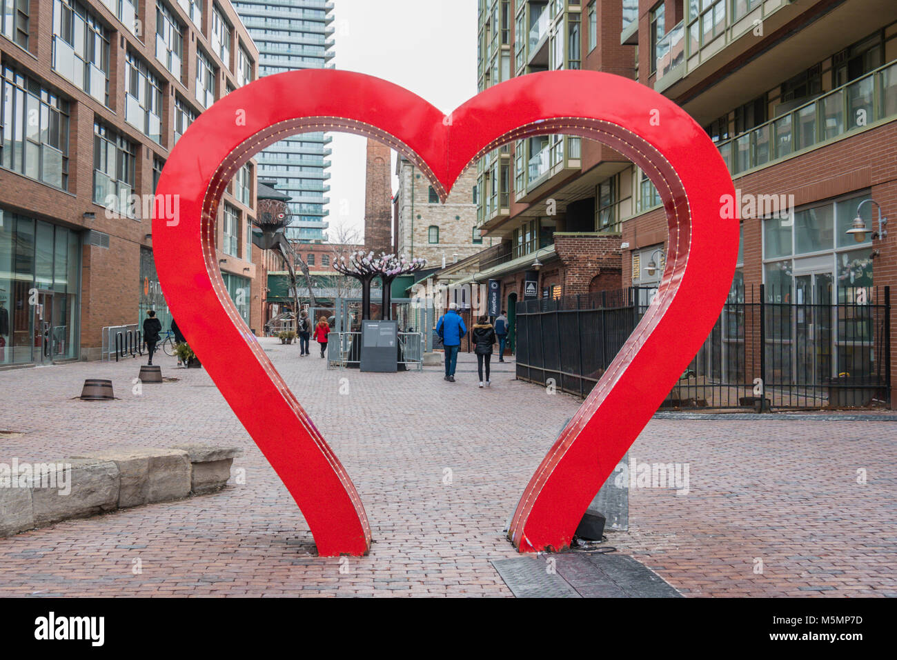 big heart shape sculpture in the distillery district toronto canada