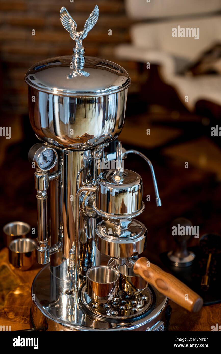 High End Espresso Machine - Barista at home Stock Photo
