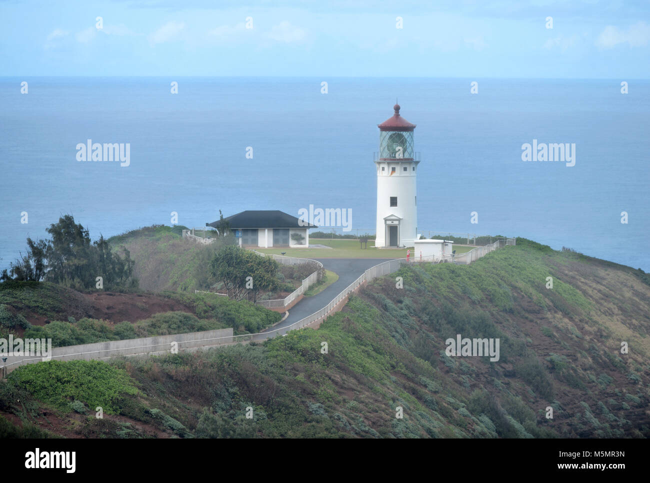 Kilauea light house in Kauai on a hazy day Stock Photo Alamy