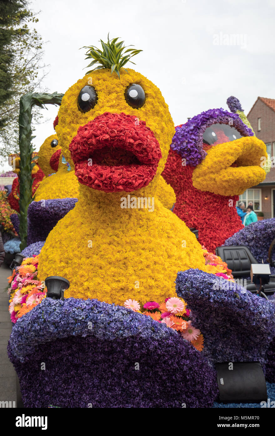 Noordwijkerhout, Netherlands April 21, 2017 Duck made of colorful