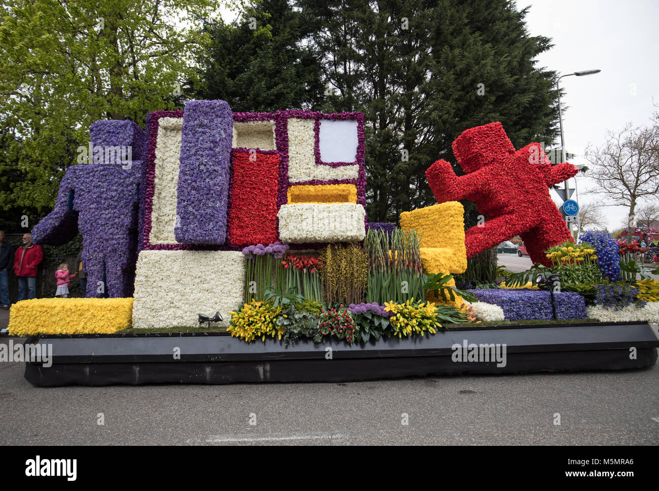 Noordwijkerhout, Netherlands April 21, 2017 Platform with tulips and