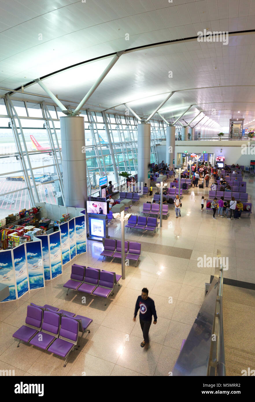 Passengers at the terminal gates, Ho Chi Minh airport ( Tan Son Nhat International airport) interior, Ho Chi Minh City, VBietnam, Asia Stock Photo