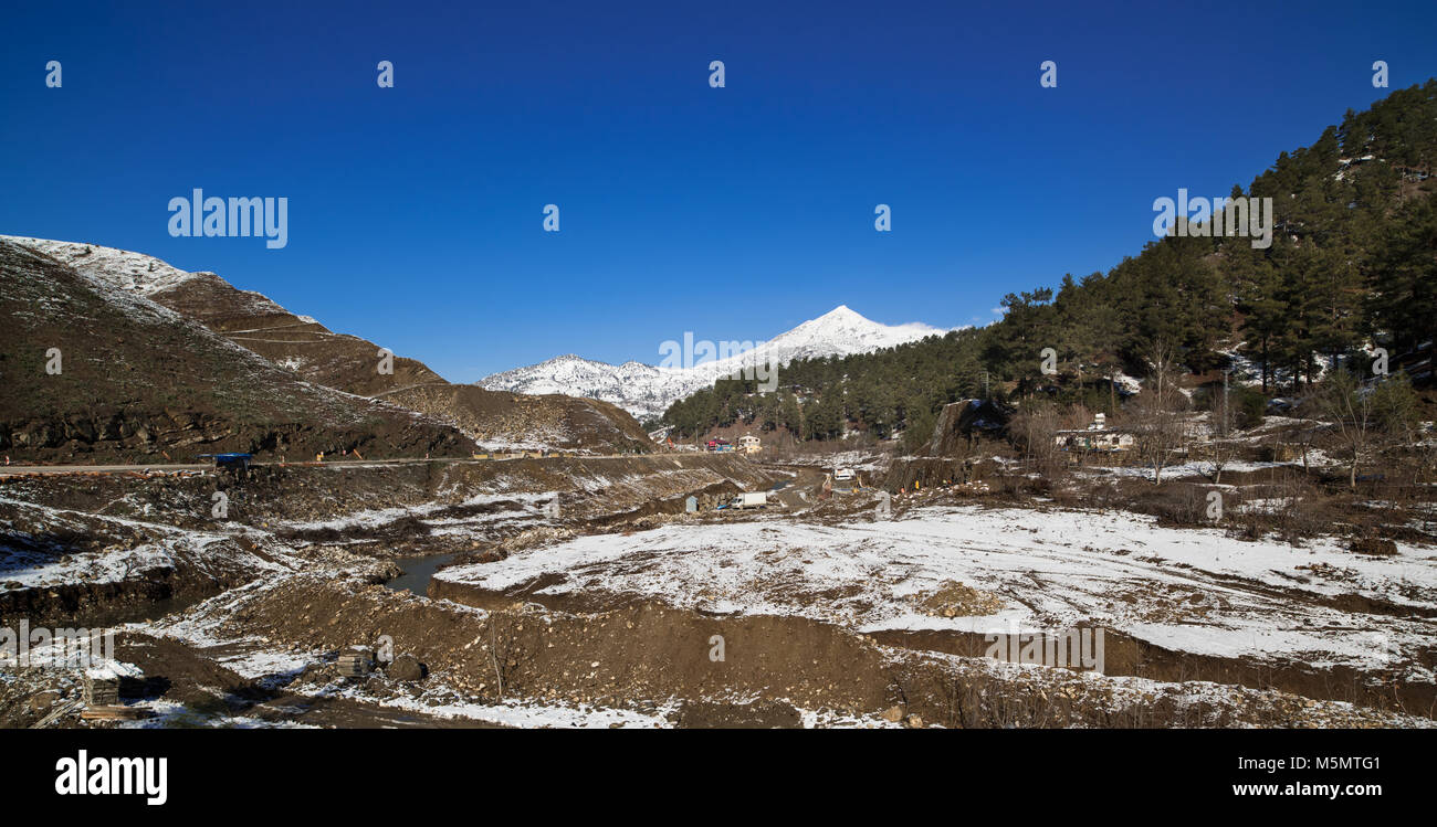 environmental degradation, interrupted trees and collapsed river beds Stock Photo