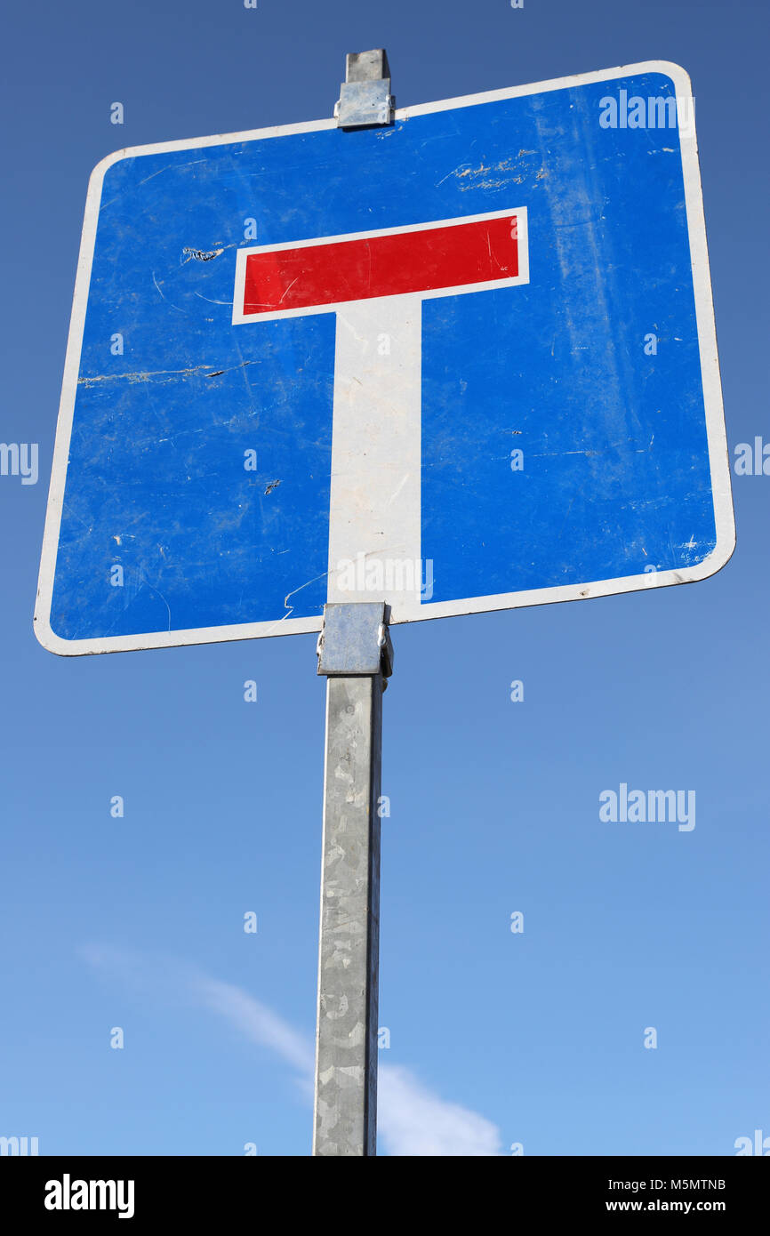 German road sign: no through road Stock Photo