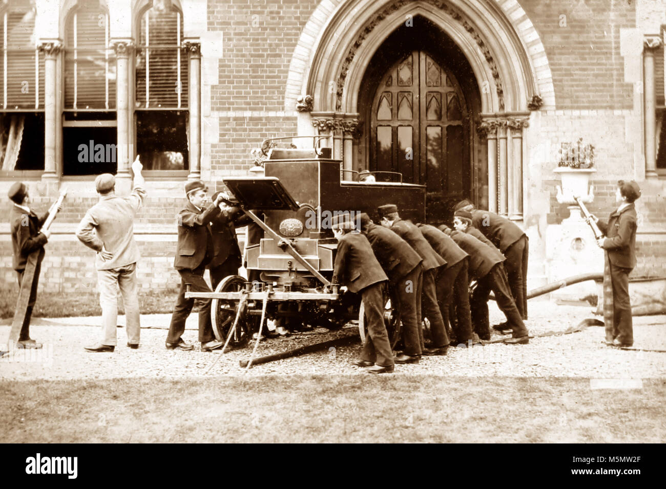 Fire drill, Rusell Hill Schools, Purley, Victorian period Stock Photo