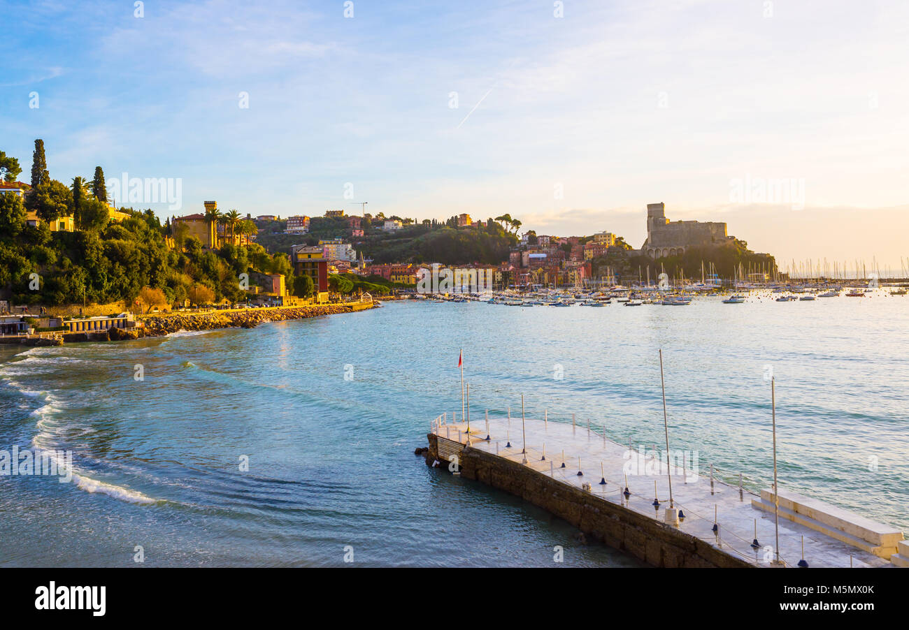Lerici, a popular Italian sea resort tourist town in Cinque terre, Liguria, Italy Stock Photo
