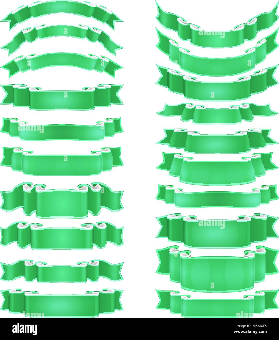 isolated vector colored satin ribbons set - green Stock Vector Image ...